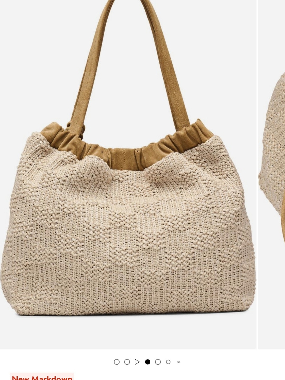 Marc Jacobs Beige Crochet Raffia Tote with Pom Pom - Picture 3 of 4